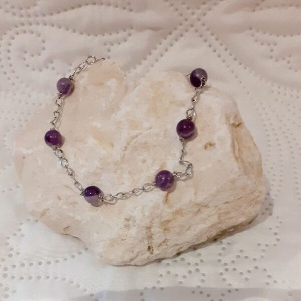 Bracelet chainette Agate mauve-prune