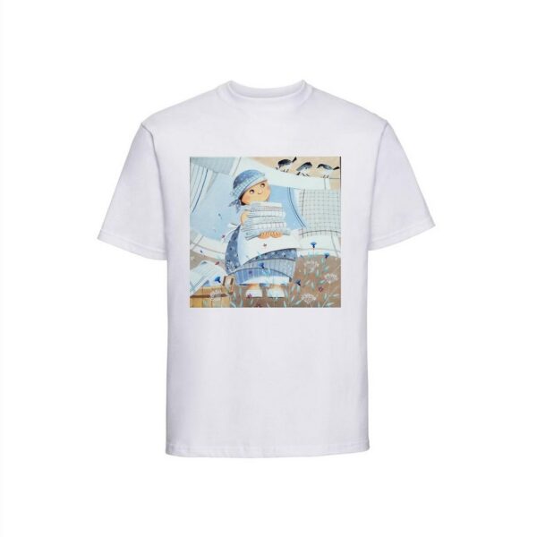 T-shirt Blanc Bleu Lin